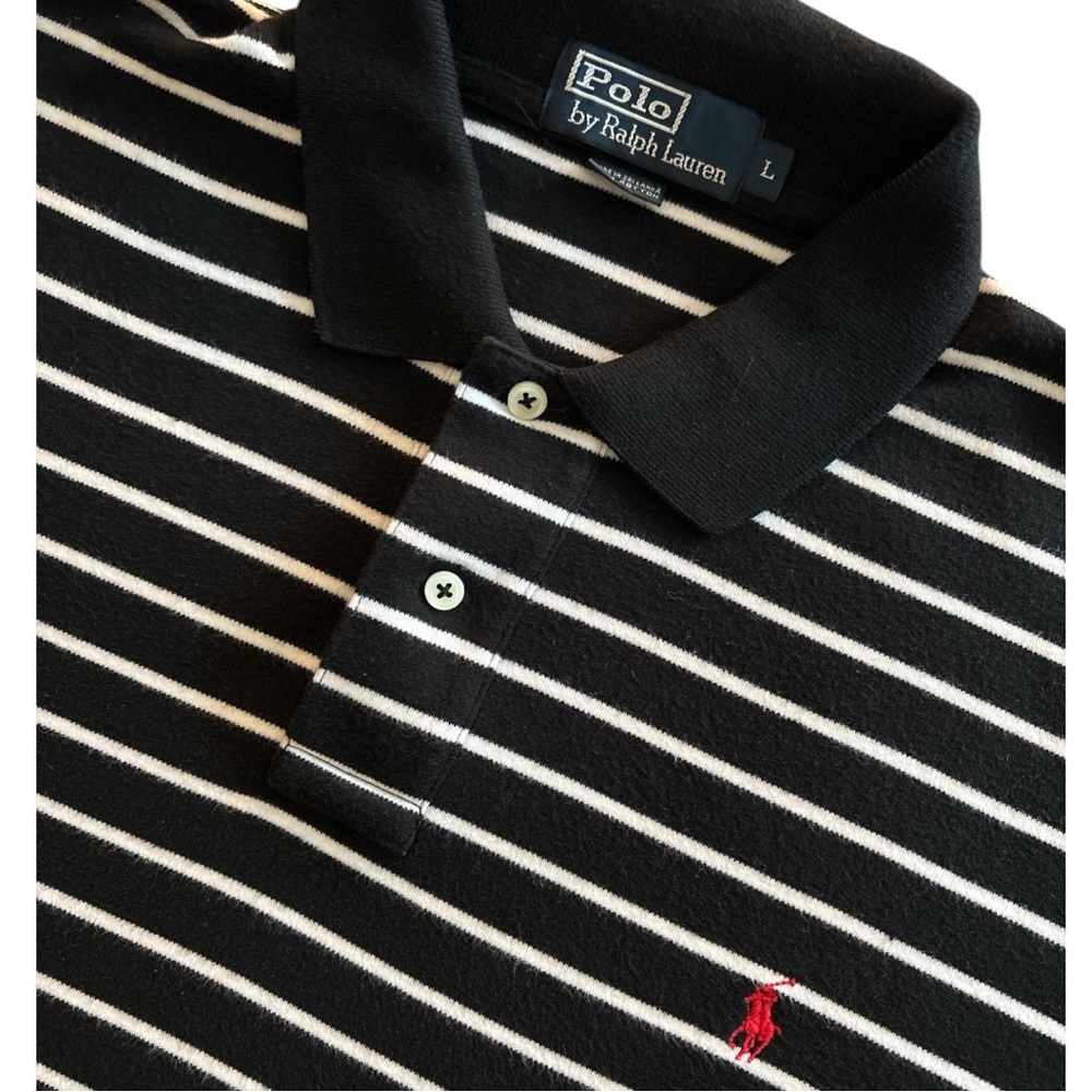 Polo Ralph Lauren Classic Black & White Striped Polo – Size L